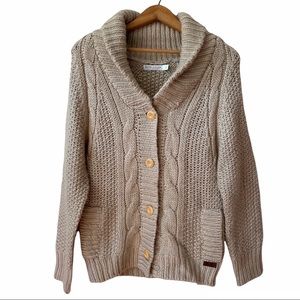 Roots | Chunky Cable Knit Shawl Collar Cardigan